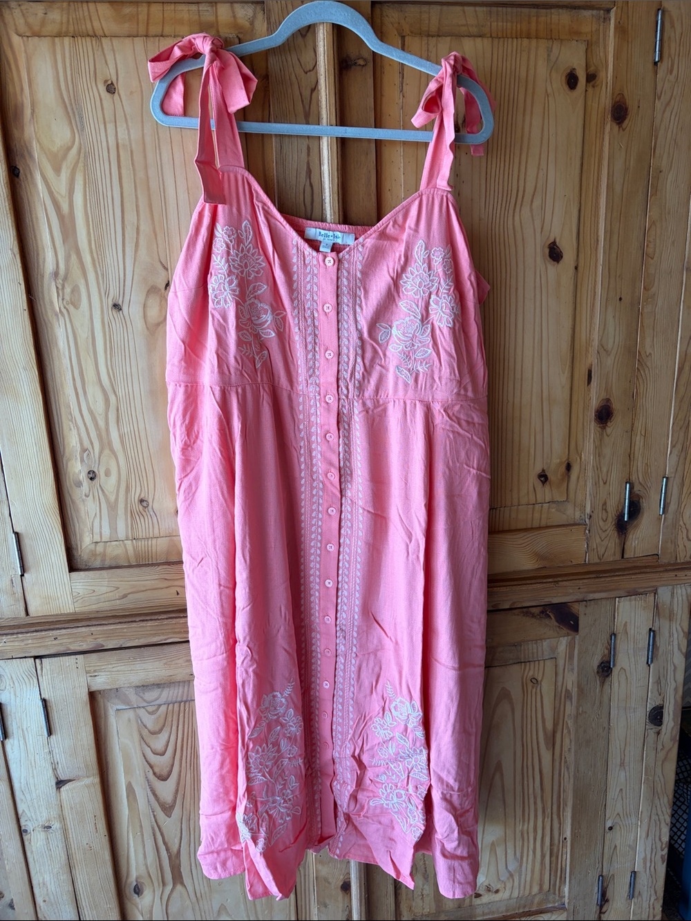 TORRID Tie-Shoulder Coral Embroidered Sundress - NWT